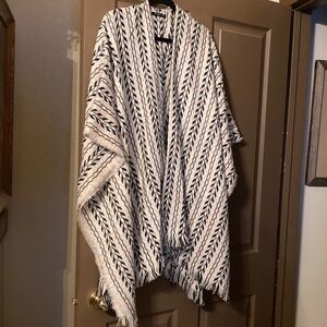 Do everything in Love Boho Ruana/Poncho/Wrap with Armholes/Sleeves Fringe Aztec